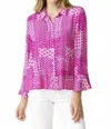 Habitat Patchwork Print Flounce Shirt In Fuchsia  In Pink