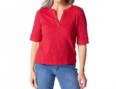 Habitat Pebble Split Neck Tee In Ruby In Red