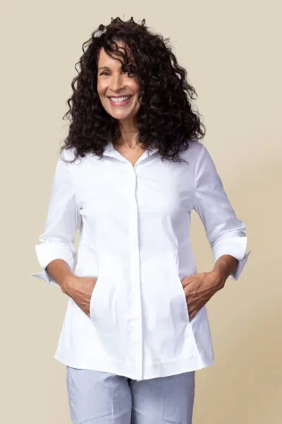 Habitat Perfect Travel Hidden Placket Shirt In White In Multi