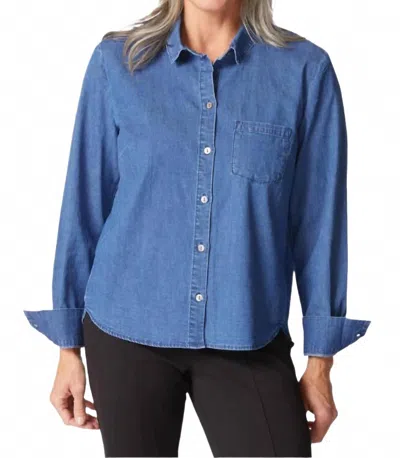 Habitat Perfect Travel Shaped Hem Shirt In Medium Denim In Blue