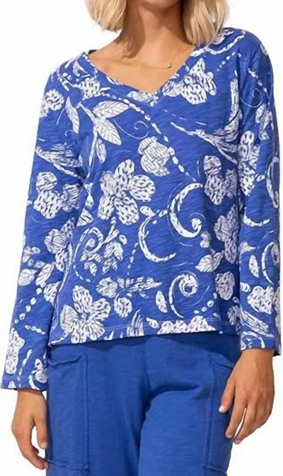 Habitat Peruvian Cotton Vintage Scroll Hi-lo Tee In Resort In Blue