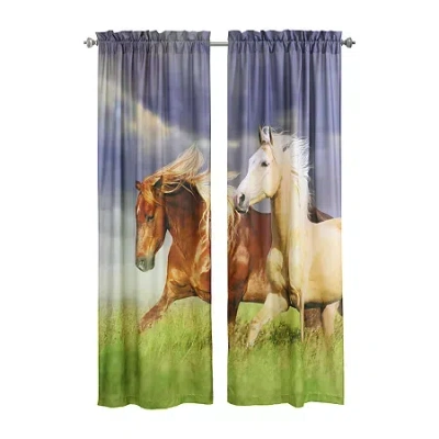 Habitat Photo Real Rod Pocket Light-filtering Set Of 2 Curtain Panel In Multi
