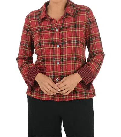 Habitat Plaid Mixed Pocket Shirt In Scarlet In Burgundy