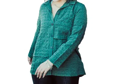 Habitat Pucker Weave Lapped Tunic Shirt In Forest In Blue