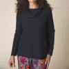 Habitat Ripple Effect Pocket Cowl Neck Sweater In Black In Black