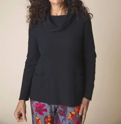 Habitat Ripple Effect Pocket Cowl Neck Sweater In Black