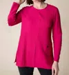 Habitat Ripple Effect Seamed Pocket Tunic In Merlot