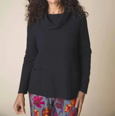 HABITAT RIPPLE POCKET COWL TOP IN BLACK