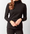 HABITAT RUCHED TURTLENECK TOP IN BLACK