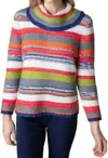 HABITAT RUSTIC STRIPE COWL PULLOVER SWEATER IN MULTI STRIPE