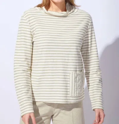 Habitat Santa Barbara Stripe Chill Funnel Neck Top In Beige In Neutral