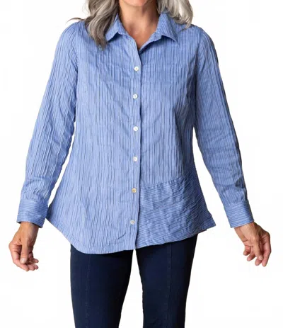 Habitat Santorini Stripe Selene Shirt Top In Bluebell