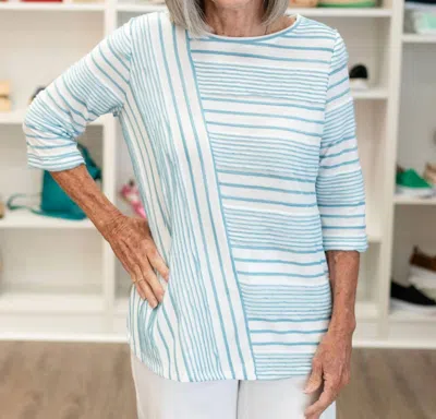 Habitat Scatter Stripe Blurred Lines Tee In Dewdrop In Blue