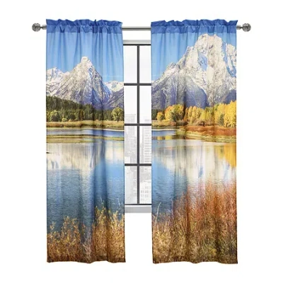 Habitat Scenic Mountains Rod Pocket Light-filtering Set Of 2 Curtain Panel In Multi