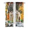 Habitat Scenic Wolves Rod Pocket Light-filtering Set Of 2 Curtain Panel In Multi