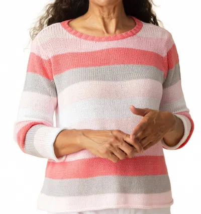 Habitat Seaside Stripe Pullover In Carnation In Red