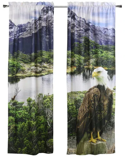 Habitat Set Of 2 Photo Real Bald Eagle Light-filtering Pole Top 37x84 Curtain  Panels In Multi