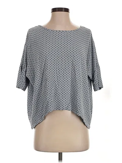 Pre-owned Habitat Short Sleeve Top Gray Polka Dots Pattern Square Neckline Tops