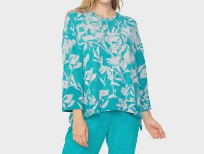 Habitat Soft Fleece Floral Boxy Crew Top In Lake In Blue