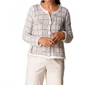 Habitat Softly Textured Stamped Cotton Cardigan In Willow In White