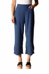 Habitat Solid Pleat Button Capri Pants In Navy In Multi