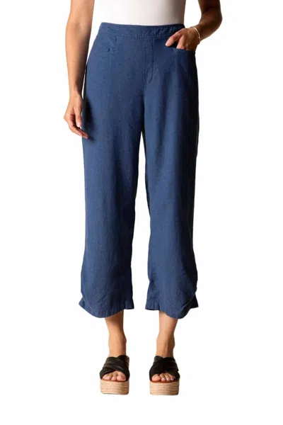Habitat Solid Pleat Button Capri Pants In Navy In Multi