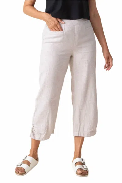 Habitat Solid Pleat Button Capri Pants In Oatmeal In White