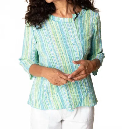 Habitat St. Tropez Stripe Top In Aloe In Multi