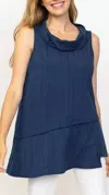 Habitat Stepped Hem Cowl Top In Navy In Blue