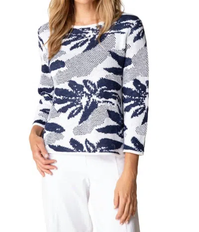 Habitat Stitches Crew Neck Sweater In Navy In White