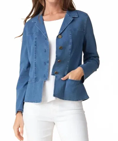 Habitat Stonewash Stretch Boyfriend Jacket In Light Denim In Animal Print