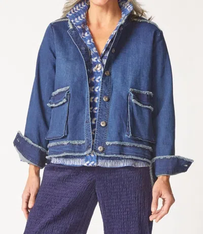 Habitat Stretch Canvas Fringe Jacket In Dark Denim In Blue
