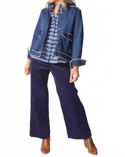 Habitat Stretch Canvas Fringe Jacket In Dark Denim In Multi