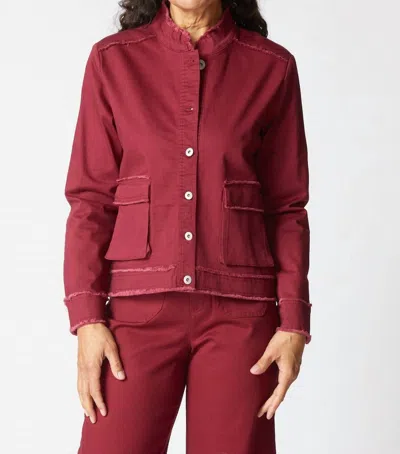 Habitat Stretch Denim Cargo Jacket In Wine In Red