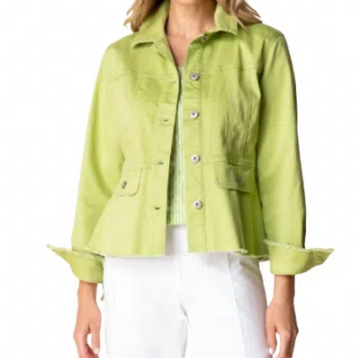 Habitat Stretch Denim Peplum Jacket In Leaf In Green