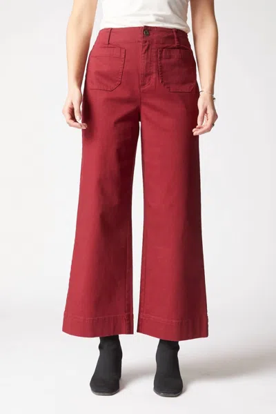 Habitat Stretch Denim Wide Leg Ankle Jean In Wine In Multi