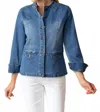 Habitat Stretch Long Sleeve Moto Jacket In Medium Denim In Blue