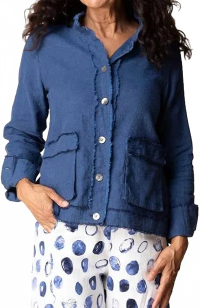 Habitat Summer Breeze Fringe Jacket In Navy In Brown