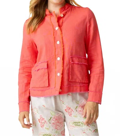 Habitat Summer Breeze Fringe Jacket In Papaya In Red