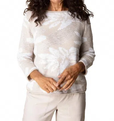 Habitat Sunflower Stitches Pullover Sweater In Willow In White