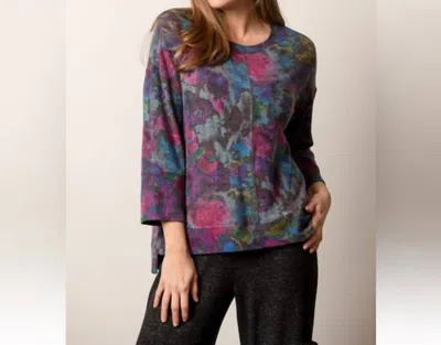 Habitat Super Soft Fleece Boxy Crew Pullover In Amethyst Floral In Multi