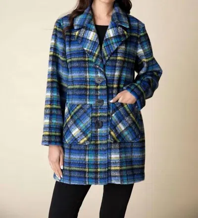 Habitat Tartan Car Coat In Sapphire In Multi