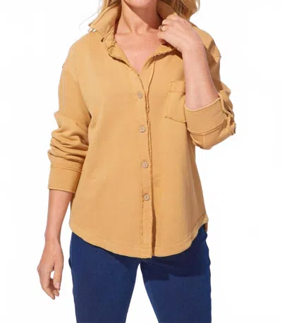 Habitat Terry Button Front Shacket In Honey In Brown
