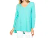 Habitat Textured Stripe V-neck Tunic Top In Seaglass In Blue