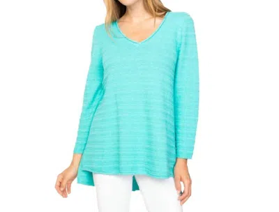 Habitat Textured Stripe V-neck Tunic Top In Seaglass In Blue