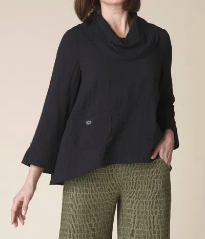 Habitat Travel Swing Pocket Cowl Neck Sweater In Black In Blue
