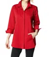 Habitat East Side Stripes Hidden Placket Shirt In Ruby In Red