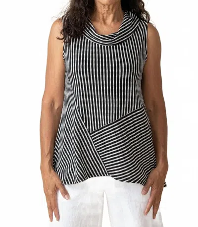 Habitat Uptown Stripe Sleeveless Cowl Neck Top In Black
