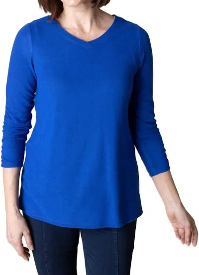 Habitat V-neck Fleece Ruched Sleeve Top In Sapphire In Blue