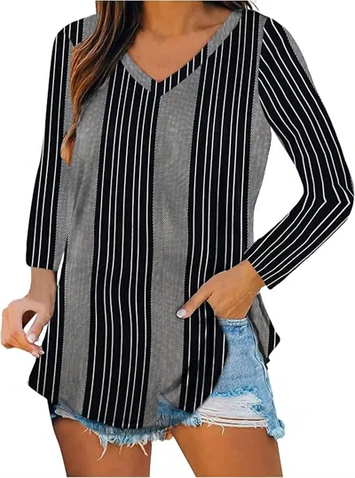 Habitat V Neck Tunic Fall Top In Black